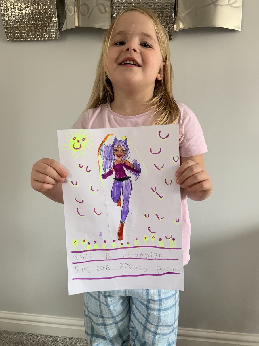 leannefins's tweet photo. @BGrovePrimary Eva’s superhero, her favourite memory from reception and she decoded the secret message #BGPRec https://t.co/VwGiGUn6kG