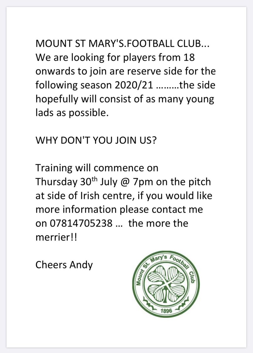 A message for Mount St. Mary’s FC ⚽️ See information below to find out how to join: