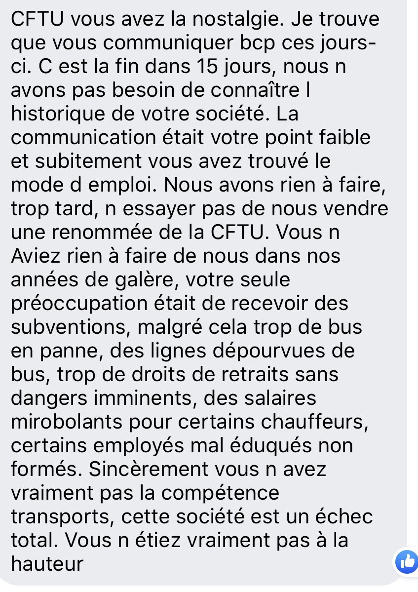 CloreyMy's tweet photo. [#badbuzz] La @CFTU a perdu le marché de transport de la CACEM, mais a tenu à remercier ses abonnés par une campagne TV, relayée sur les réseaux sociaux. 
Un message qui ne passe pas auprès de ces derniers regrettant les grèves, les retards et la mauvaise communication... https://t.co/nj8fAWTzKb