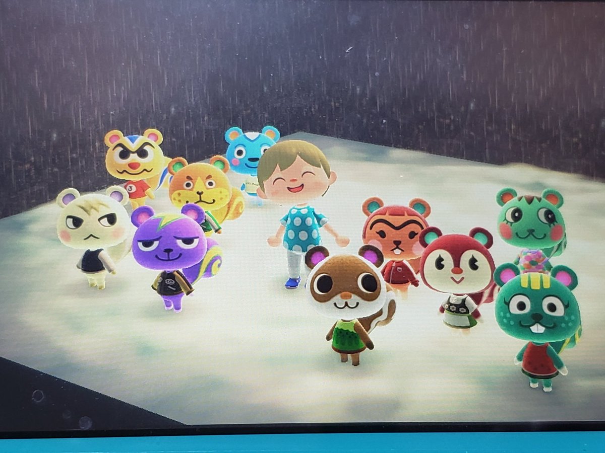 Singer 本日の一枚 10名までなので全員写れず 住民またはamiibo呼び出しにて撮影しました あつ森 あつまれどうぶつの森 あつ森リス あつ森写真撮影 あつ森ポスターゲット 入りきらないハプニング