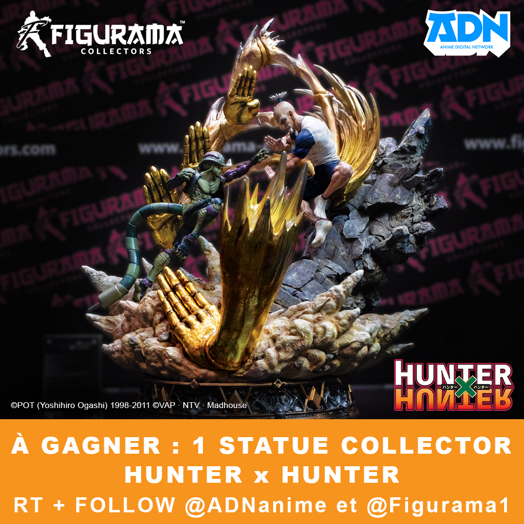 #Concours 

Tentez de remporter 1 Statue collector #HunterxHunter en Édition Limitée de chez <a href="/Figurama1/">Figurama Collectors (フィギュラマコレクターズ)</a> ! shorturl.at/zCE27

Pour participer, il faut : 
👉 RT le tweet
👉 Follow <a href="/ADNanime/">Animation Digital Network</a> et <a href="/Figurama1/">Figurama Collectors (フィギュラマコレクターズ)</a>

📅 TAS le 21/07
🍀Bonne chance à tous !