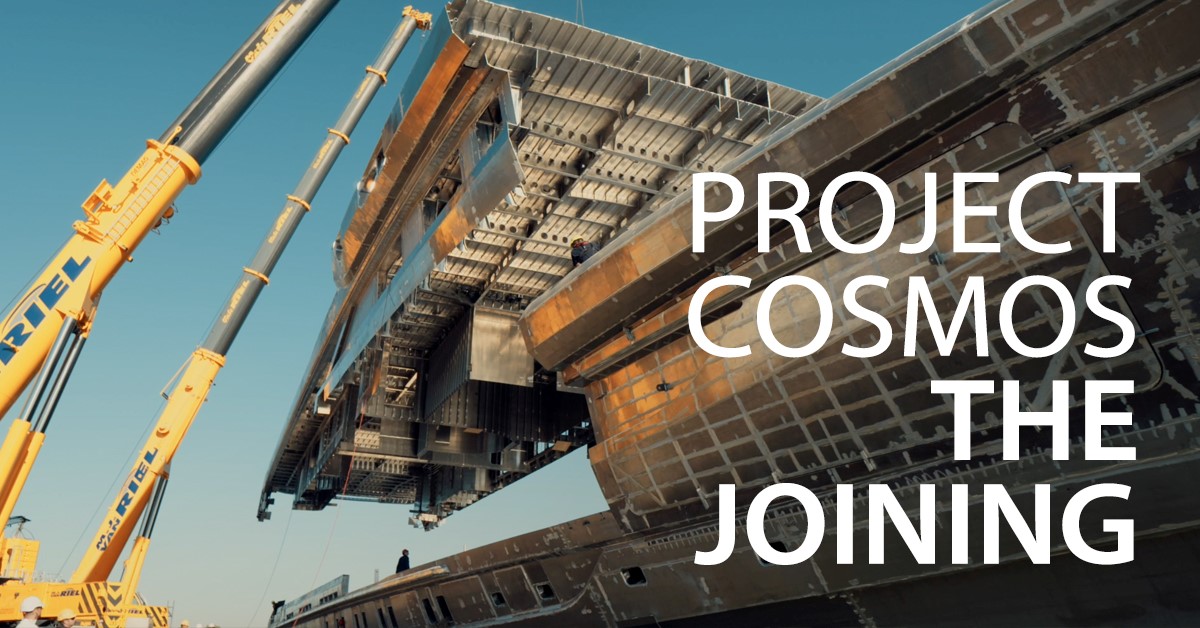 Heesen_Yachts's tweet photo. Heesen’s biggest assembly to date has taken place at the shipyard in Oss. The hull and superstructure of 80-metre Project Cosmos are now joined together. Watch the documentary #FDHF #superyachts 
https://t.co/Mz9UUh7qch https://t.co/B5uNM41Epj