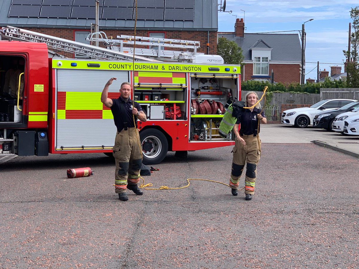 CDDFRS's tweet photo. On Thursdays we throw... throw lines!
Here's Seaham Day Crew taking part in throw line training following ladder drills in the yard earlier today 💜🚒
#AlwaysReady #ThrowBagThursday 💜 https://t.co/79FS20Zswu