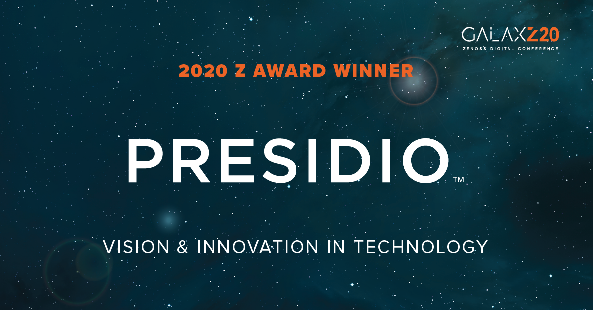 zenoss's tweet photo. Congrats to our #GalaxZ20 #ZAward winner of Vision and Innovation - Technology: @Presidio! https://t.co/u2AnsLBoYz