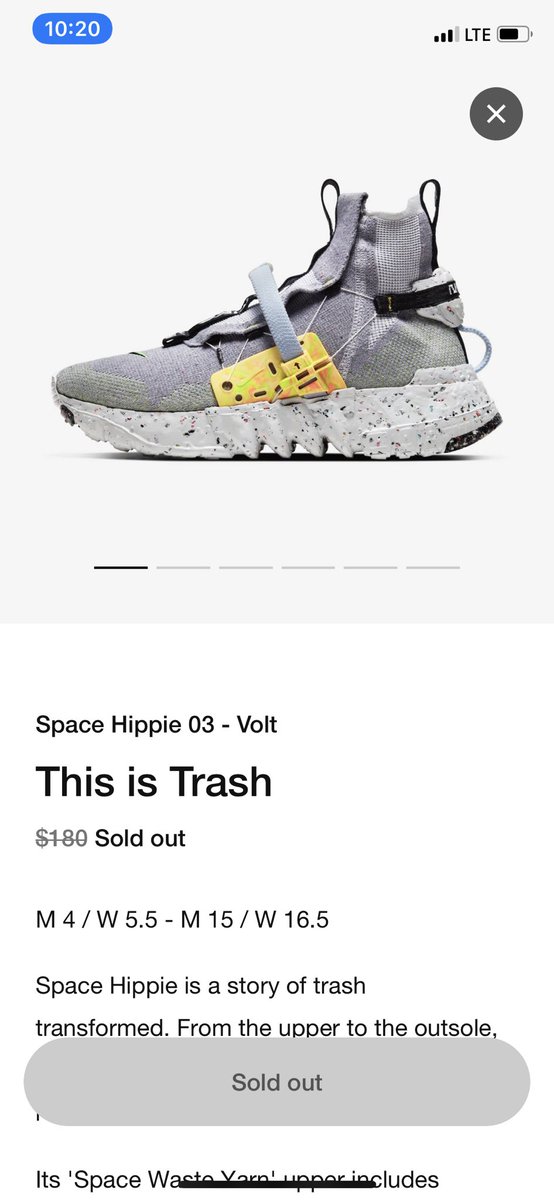 BrandonAllen0's tweet photo. @nikestore this was sold out as soon as site opened up!?Been online since 9am!! #spaceHippie #SNKRS https://t.co/Wupm7EqFZ2