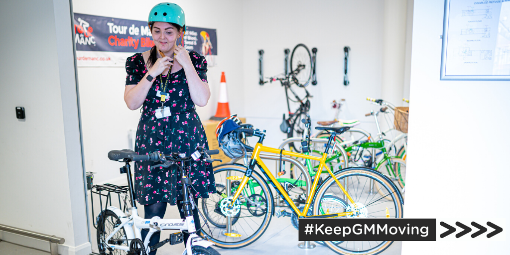 GreaterSport's tweet photo. Heading into the office today? @OfficialTfGM recommend only using public transport for essential travel.
Walking and cycling to work can be a great way to #GetYour30In and save space on public transport for those who need it.
#TogetherGM #ThatCounts https://t.co/wgdKCTfVGb