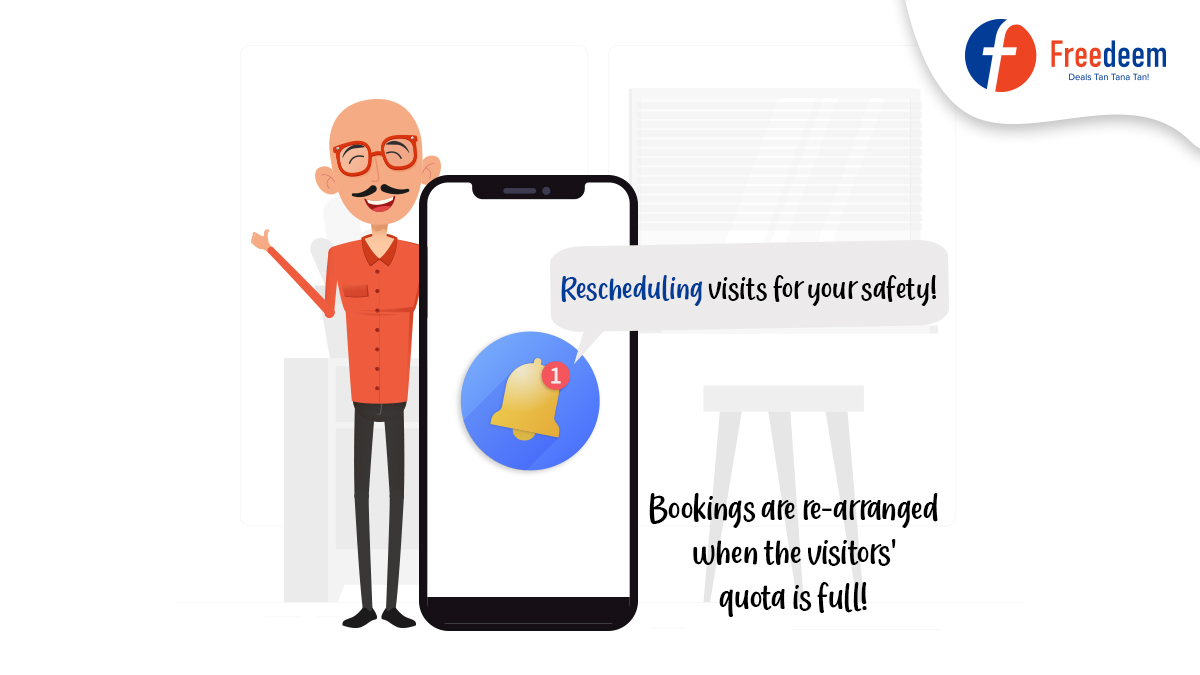 freedeem's tweet photo. Freedeem cares for you! You get an alternate time-slot for shopping if the store is set to witness more crowds.

#freedeemapp #bookeshwar #iambookeshwar #bookmyvisit #bookmyvisitfeature https://t.co/ur2MSIIfXJ