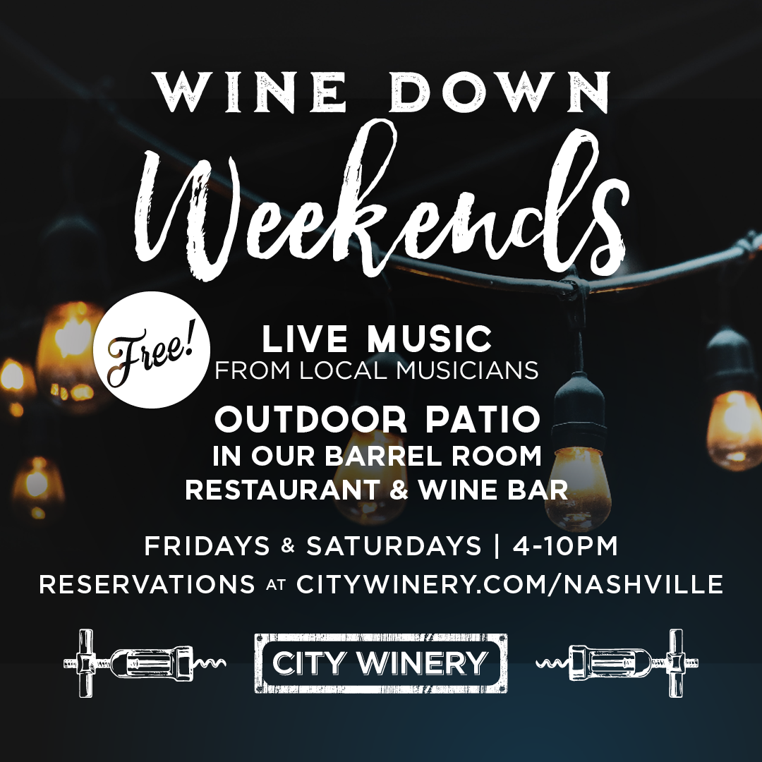 CityWineryNSH's tweet photo. Enjoy #WineDownWeekends on our spacious patio with FREE live music!
FRIDAY 7/17 - 7-9PM Austin Grimm of @ROARMUSIC  
SATURDAY 7/18 - 7-9PM Mallorie McRea &amp; @wileygaby 
 
Reservations: https://t.co/iee8XOUQTN https://t.co/YTN3vAgDjK
