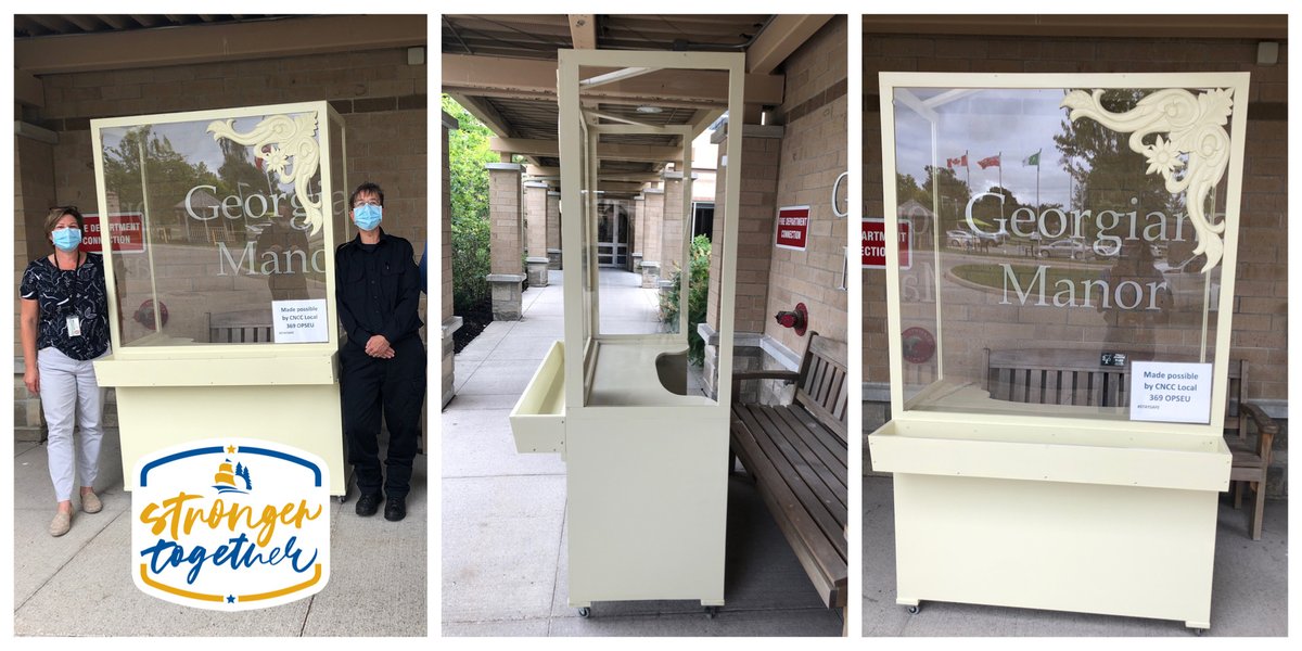 simcoecounty's tweet photo. #GeorgianManor sends their #thanks to the Central North Correctional Centre in @penetanguishene for the donation of a new visitation booth made by the Carpentry Inmate Program &amp; supported by @cncclocal369. #COVIDKindness #thankfulthursday #strongertogether #longtermcare #kind https://t.co/krja3F0MJM