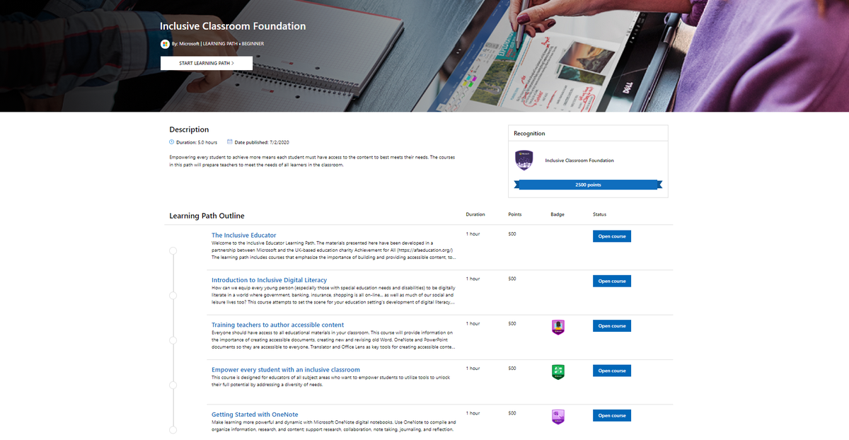 mtholfsen's tweet photo. NEW! "Inclusive Classroom Foundation" 💯 A newly-launched learning path on the Microsoft Educator Center.

 Be as inclusive as possible with #remotelearning 🌍

👉 https://t.co/uJT7ZV2ufF

#accessibility #edtech #MIEExpert #MicrosoftEDU https://t.co/cSnfZl7ovu