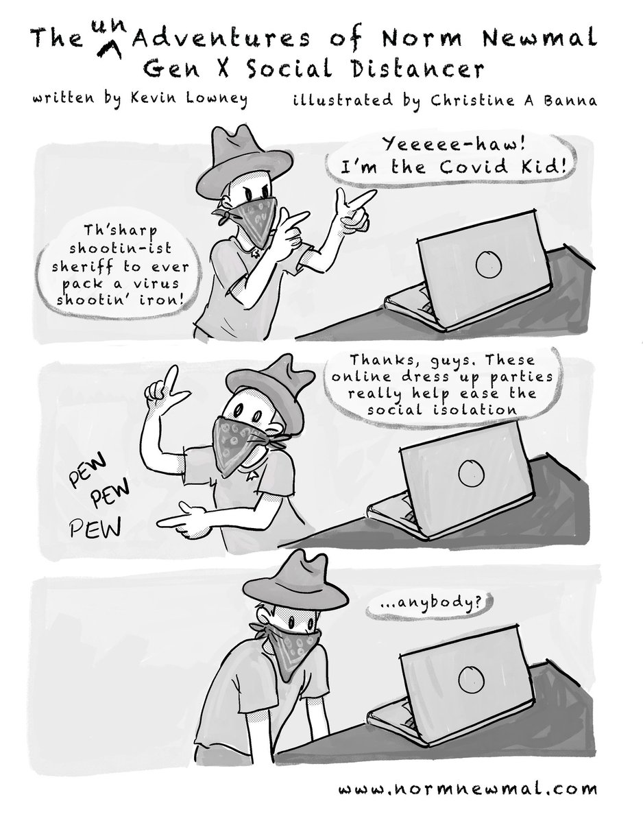NormNewmal's tweet photo. The Covid Kid Rides Alone

#normnewmal #comic #covidcomic #digitalart #illustration #genx #socialdistancing #pandemiccomic #cowboy #costume #socialanxiety #covidkid #newnormal https://t.co/K4C8LuqUC4