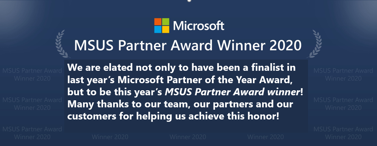 innovative_e's tweet photo. Innovative-e has been announced as the 2020 MSUS Partner Award Winner for Modern Workplace – Project and Portfolio Management 2020 at #MSInspire! https://t.co/ST4aoaBiAk