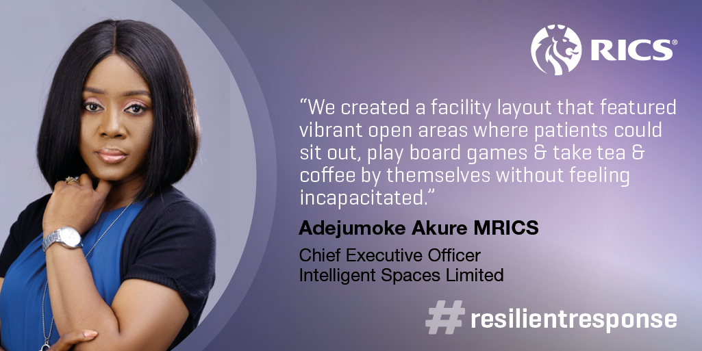 RICSnews's tweet photo. Facilities Management: Leading the response to #COVID19 in Nigeria.

With over 10,000 confirmed cases in Lagos, professionals like @AdejumokeAkure stepped in to support &amp; help those infected isolate &amp; recover.

Read Adejumoke's #resilientresponse story: https://t.co/9isBBuuUzV https://t.co/ByfWoVJBZo