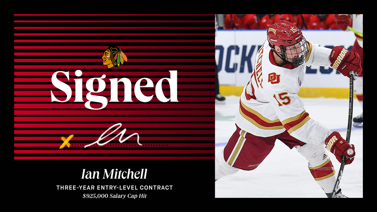 🖊️🖊️🖊️Signed On🖊️🖊️🖊️

The #Blackhawks have finalized terms with Ian Mitchell on a 3-year deal ($925,000 salary cap hit) that runs through the 2022-23 season!