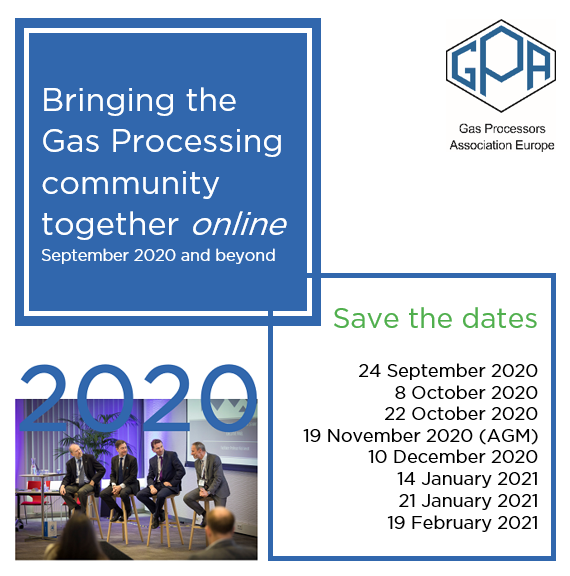 GPAEurope's tweet photo. GPA Europe goes digital in 2020! Bringing the Gas Processing community together with free ongoing monthly digital sessions for our members from 24 September &amp; beyond - save the dates.

Registration opens in August – the countdown has begun!

https://t.co/7CJzv5qjDc https://t.co/4HFIi2Jhbj
