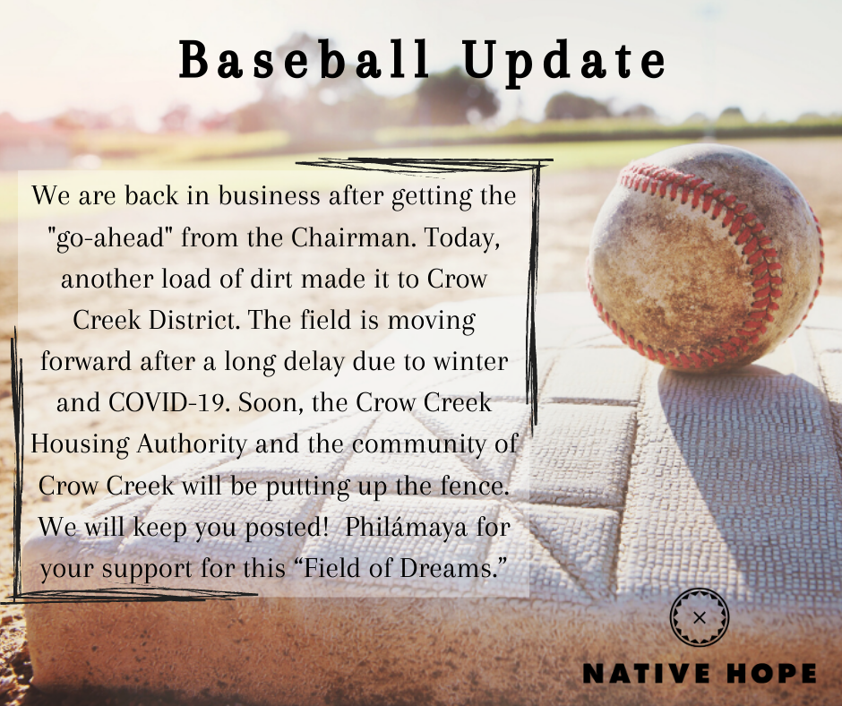 ProjNativeHope's tweet photo. #NativeHope #BaseballField #FieldofDreams #CrowCreek #WorkingTogether #BaseballUpdate https://t.co/kPWhsVMjss