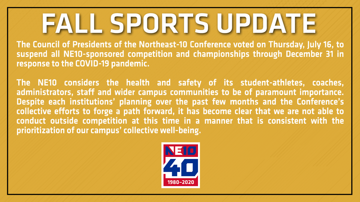 aicathletics's tweet photo. Protecting and maintaining the health &amp; safety of our student-athletes, coaches, and staff is our primary concern. While this was not an easy decision to make, it is necessary to maintain that same level of care and concern for the entire AIC community.

- Jessica Chapin https://t.co/0QPyMl1twq