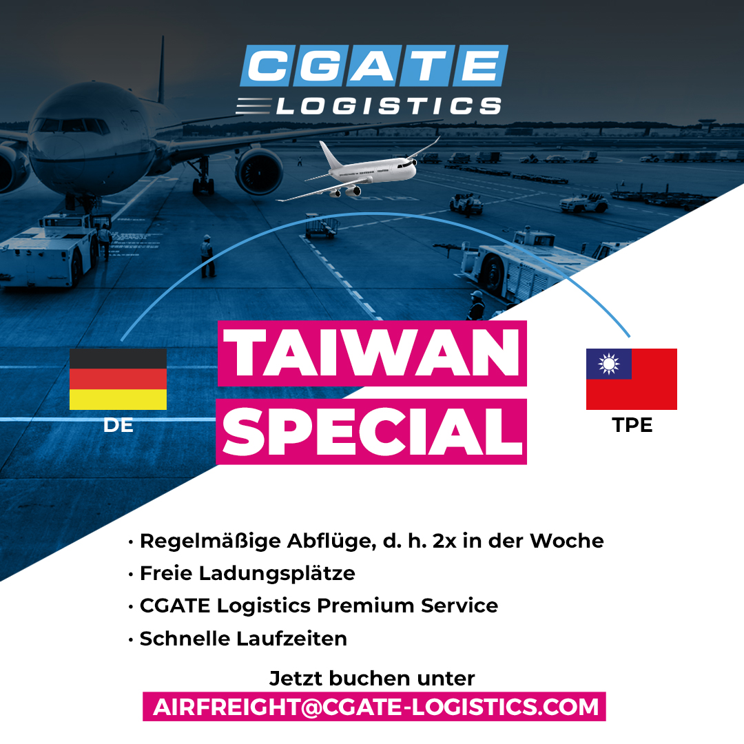 CgateGroup's tweet photo. 🇩🇪Luftfracht Taiwan Special 🇹🇼
Profitieren Sie jetzt von den günstigsten Raten am Markt!

#CGATELogistics #logistics #luftfracht #taiwan #deutschland #specialdeal https://t.co/WVxYqM9QDS