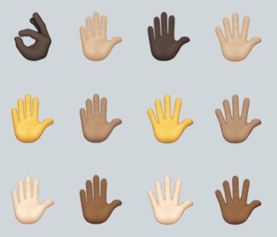 zachday23's tweet photo. Has anyone else ever realized/feel uncomfortable that there are two sets of hand emojis that are pretty much identical except one of the sets has the fingers slightly father spread apart? https://t.co/DpBU77vteu
