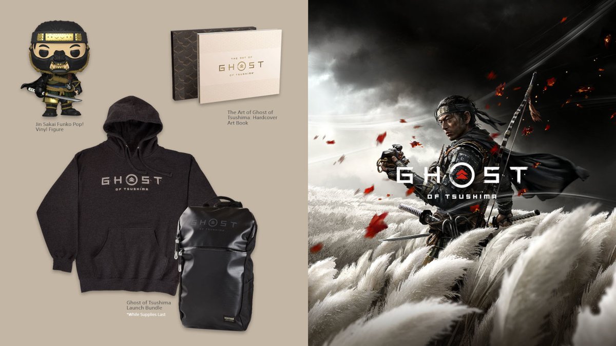 PlayStation's tweet photo. Celebrate the launch of Ghost of Tsushima with all new PlayStation Gear, figurines, an art book, and more: https://t.co/EWFAvz6HYD https://t.co/JDCaokiomC