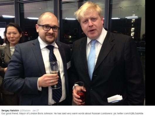 9/ Introducing Sergey Nabolin. This man describes himself as "good friends with Boris Johnson", the son of a former KGB general Nikolai Nabolin who is suspected of being responsible for the death of Litvinenko. This was part of a group called Conservative Friends of Russia.