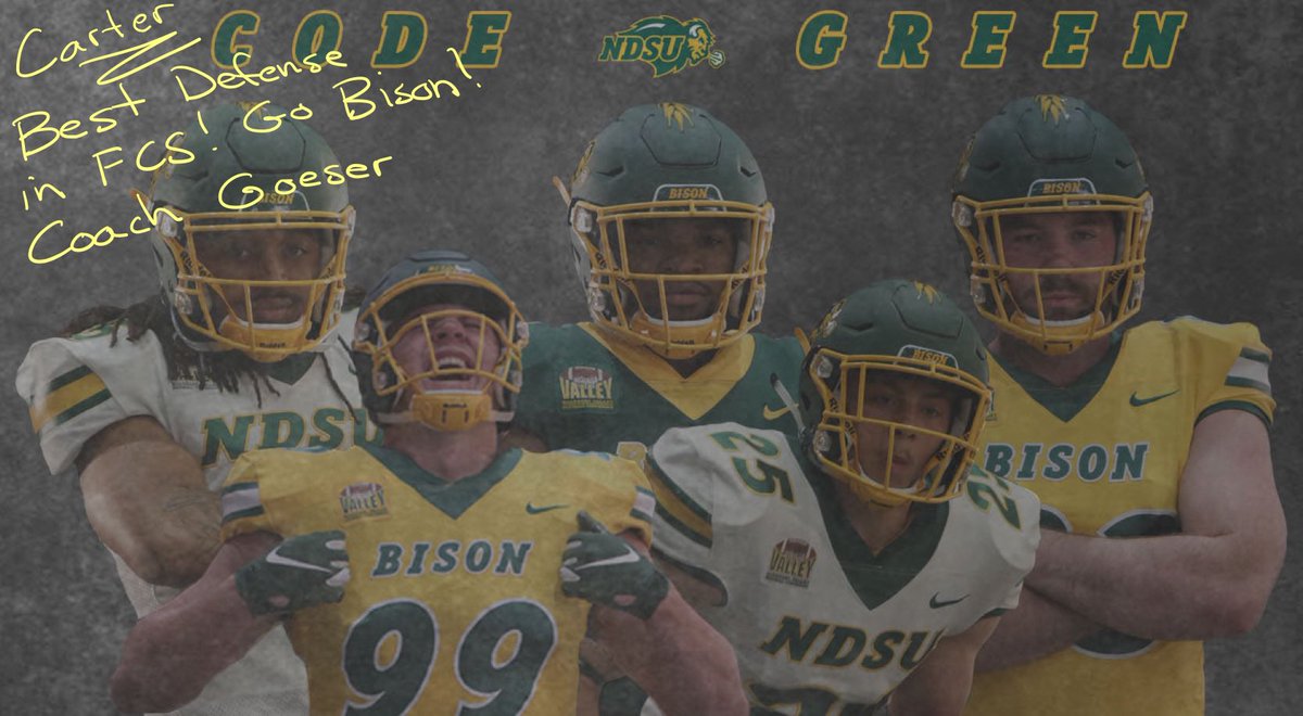 CarterBFootball's tweet photo. Fearless, smart, and aggressive football players play for CODE GREEN. I fit the mold... @NickGoeser @NDSUfootball #21Bison ⚠️🔰🏆🔨 https://t.co/1T9gU62AYO