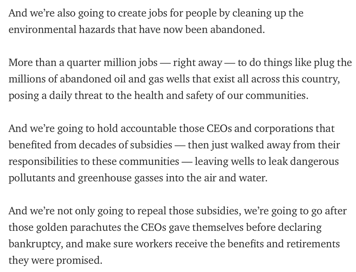 Finally, Biden also targets college students and recent graduates by highlighting the creation of a Civilian Climate Corps (great post-uni jobs) and by promising to hold fossil-fuel executives accountable for their malfeasance, a deeply resonant cause esp with young people.14/n