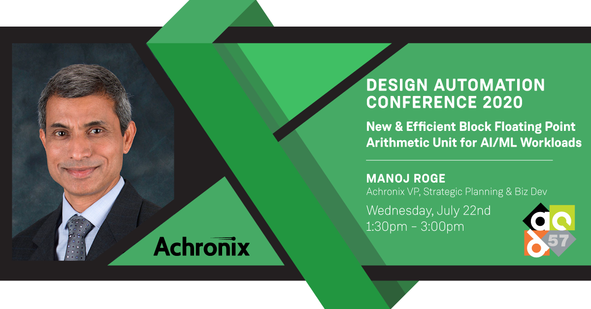 AchronixCorp's tweet photo. Don't miss Achronix's VP Strategic Planning and Business Development, Manoj Roge, on Tackling IP Challenges for Next Generation Technologies like AI/ML/5G at the Virtual DAC 2020 on July 22 at 1:30PM. https://t.co/2SkVnb6Xrk
#designautomationconference #57thDAC #DAC2020 https://t.co/uGd4SWMIXv