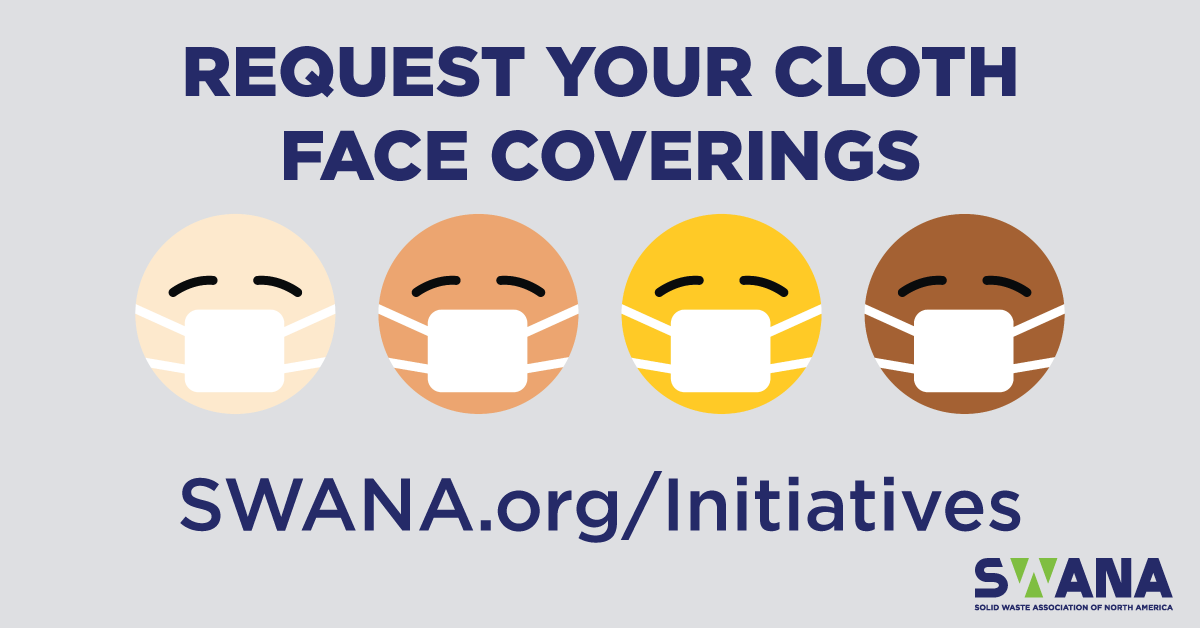 SWANA's tweet photo. Remember to request your free cloth face coverings and continue to #StaySafe.😷 Each box contains 500 face coverings and are free to the U.S. solid waste and recycling industry. Orders close tomorrow! Request your box today!📦 #SWANASafety https://t.co/uS3sk91Pqu https://t.co/5o0Tc1pjK0
