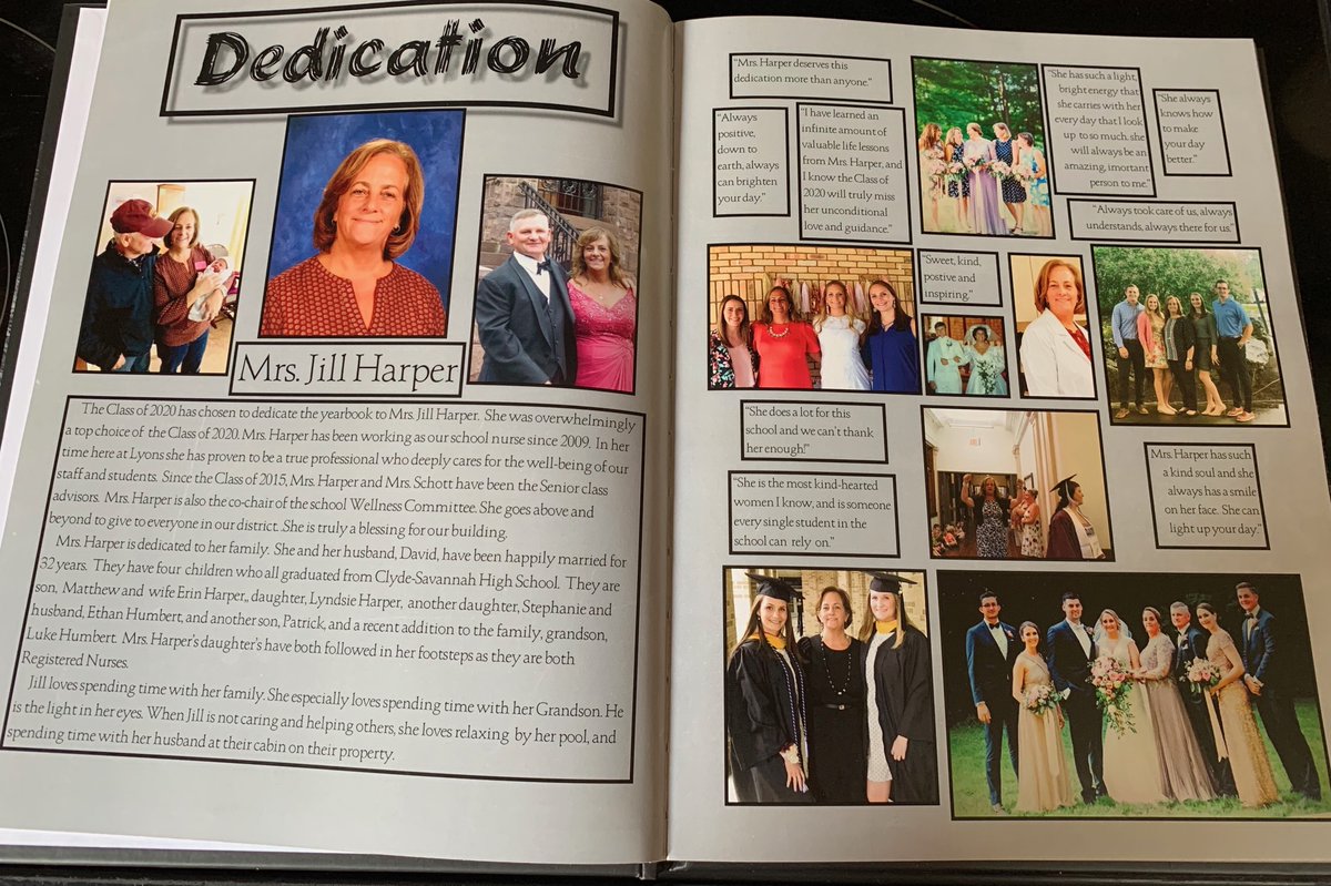 Congratulations to Mrs. Jill Harper on having the Lyons 2020 Yearbook dedicated to her!! A well deserved honor.
@LyonsSchool