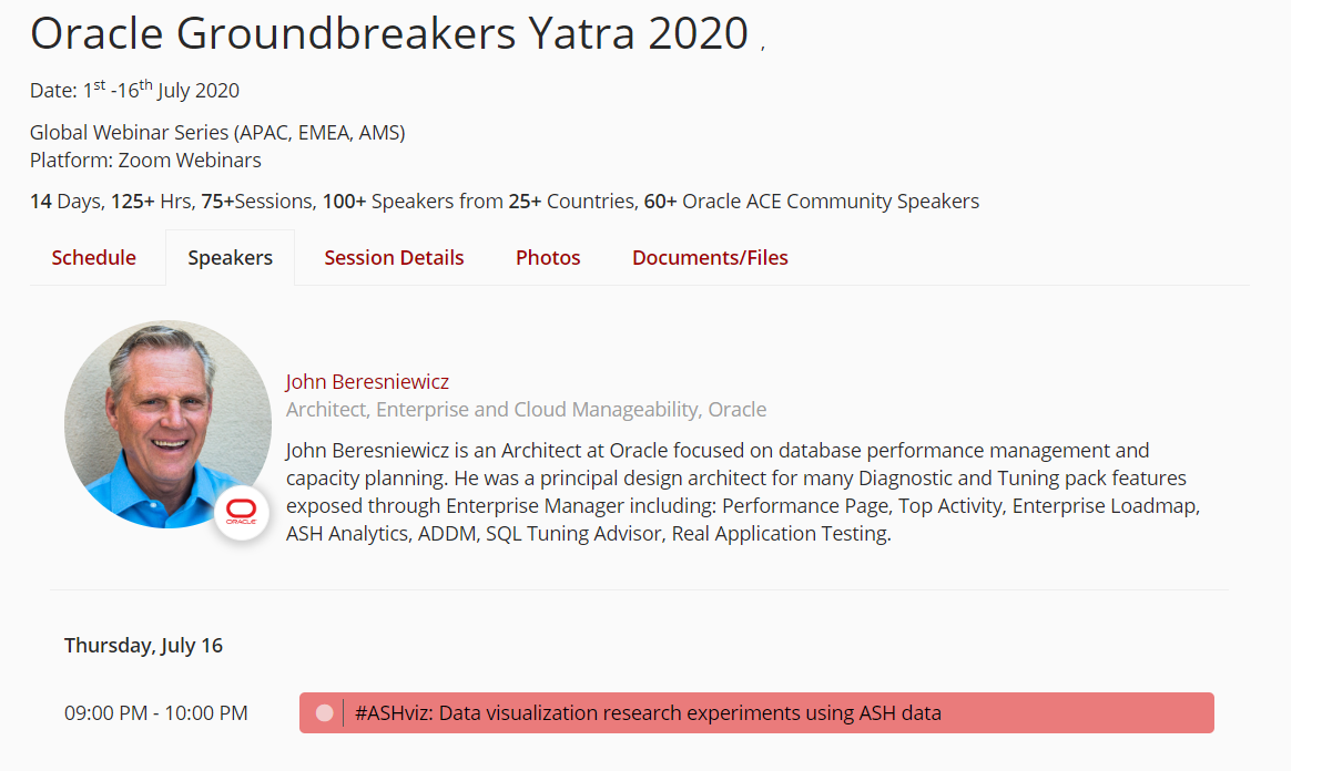 meetsanc's tweet photo. Just one session left on OGYatra2020.

"Learning never exhausts the mind"
#aioug 
#ogyatra 
#oraclegroundbreakers
#ASHviz

Data Visualization research experiments using ASH data by @JBeresniewicz https://t.co/qxYpDTICdk