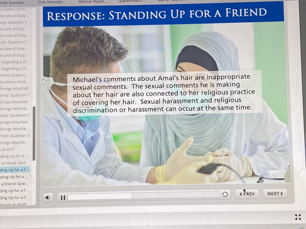 Kudos to <a href="/Columbia/">Columbia University</a> for its inclusive approach in including this example in its mandatory training (for all our faculty and staff) against sexual harassment and discrimination <a href="/ACLU/">ACLU</a> <a href="/pillars_fund/">Pillars Fund</a> <a href="/MuslimAdvocates/">Muslim Advocates</a> <a href="/muslimconsumer/">Thrive powered by Muslimi</a> <a href="/aacu/">AAC&U</a> <a href="/NYCMayorsOffice/">NYC Mayor's Office</a> <a href="/NYGovCuomo/">Archive: Governor Andrew Cuomo</a>