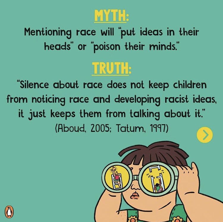 ibramxk's tweet photo. Myths are constraining too many parents from talking to their children about racism, and from actively raising their kids to be antiracist. I had to unlearn some of these myths too as a new parent, before writing #AntiracistBaby. Here are some of the myths. https://t.co/dlNK729Ao3