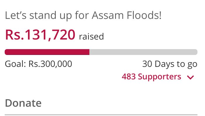 Less than 12 hours and we already completed our first goal of 1Lac Rs. New goal set. We believe we can do it.Keep using the hashtag and let everyone aware of the situation Assam is in. #AssamFloods  #ProtectAssam #AssamNeedsUs @bangtan__india  @BangtanINDIA