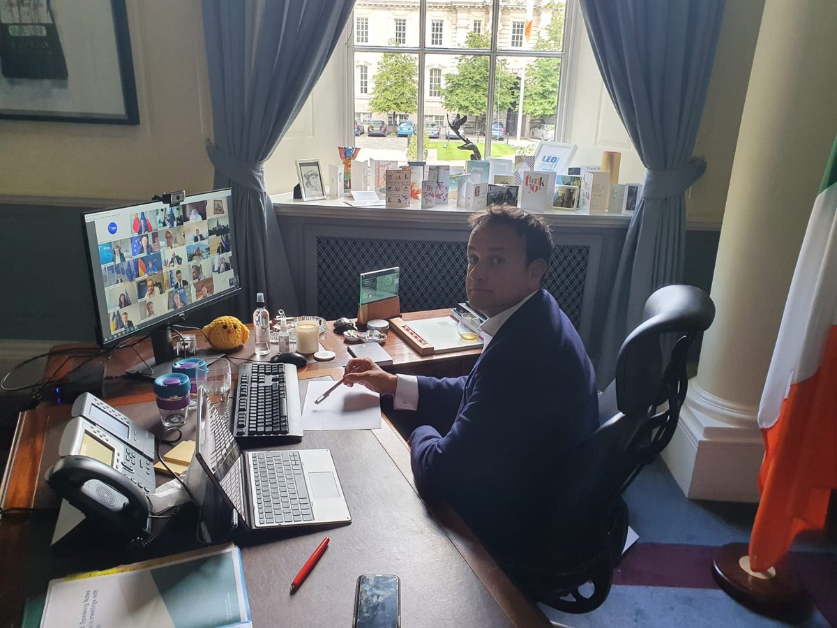Speaking with fellow ⁦<a href="/EPP/">EPP</a>⁩ leaders today discussing the European Budget and #Brexit in advance of the ⁦<a href="/EUCouncil/">EU Council</a>⁩ meeting tomorrow. We need to aim high helping Europeans back to work and negotiating a fair Brexit deal