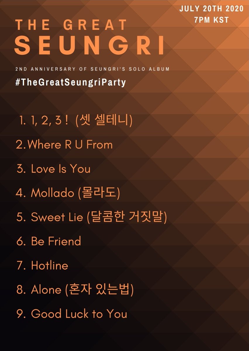 ComeToVI's tweet photo. Hello VIPS,

In celebration of THE GREAT SEUNGRI Album 2nd Anniversary, our team is planning the streaming party on July 20th, at 7 PM KST. 

Let's join us and don't forget to use the hashtag #.TheGreatSeungriParty https://t.co/aEznotpcOG