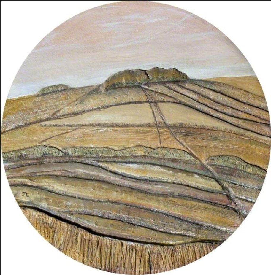 WallingfordMus's tweet photo. So great to find art work in different media for #OnlineArtExchange theme Mountains, Hills & Cliffs. #TheClumps at #Wittenham #Oxfordshire by Joyce Coombs (b.1944) is acrylic on unglazed ceramic. It was bought by @DidcotTC for #Didcot Community Art Collection in 2001 @artukdotorg https://t.co/XbDGNSMgLr