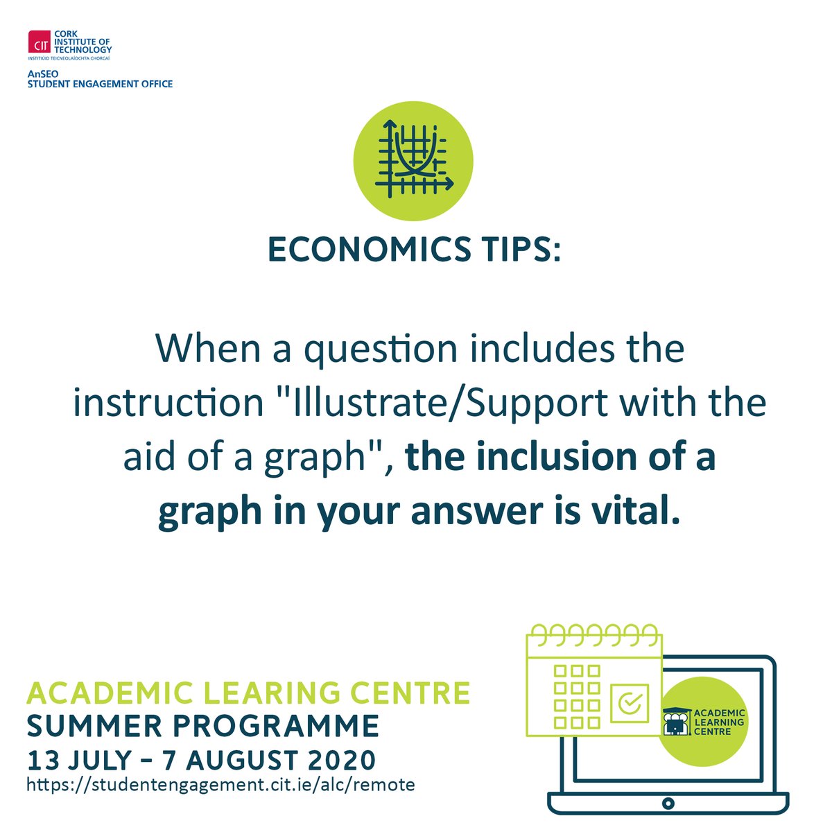 MTU_ie's tweet photo. Working towards an Economics assessment next month? Would you like to chance to ask someone in the know? Dr. Brenda Lynch will be online twice a week to answer your questions. Book by emailing academiclearning@cit.ie #ALCSummerProgramme #AnSEO https://t.co/QwUN8tUFAf