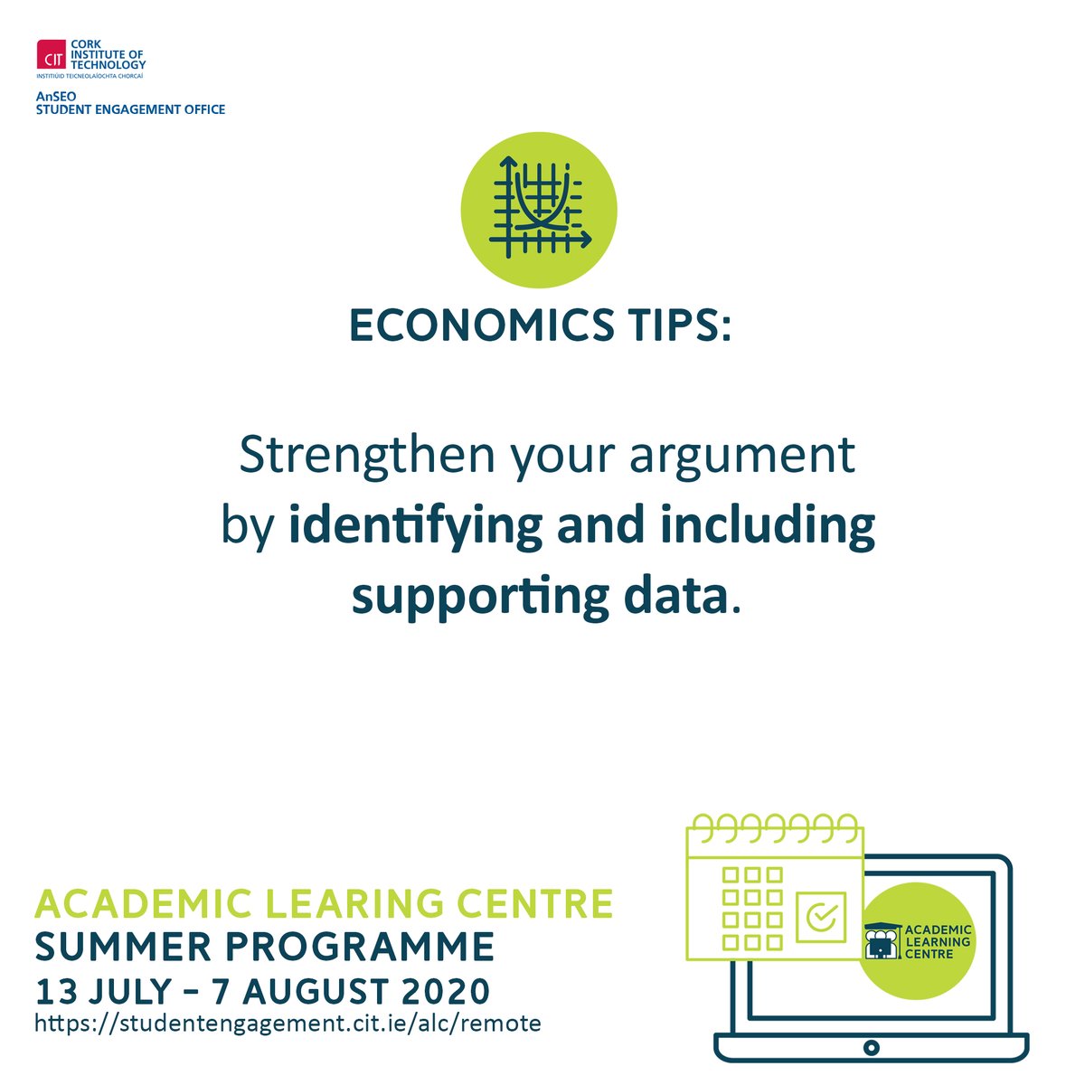 MTU_ie's tweet photo. Working towards an Economics assessment next month? Would you like to chance to ask someone in the know? Dr. Brenda Lynch will be online twice a week to answer your questions. Book by emailing academiclearning@cit.ie #ALCSummerProgramme #AnSEO https://t.co/QwUN8tUFAf