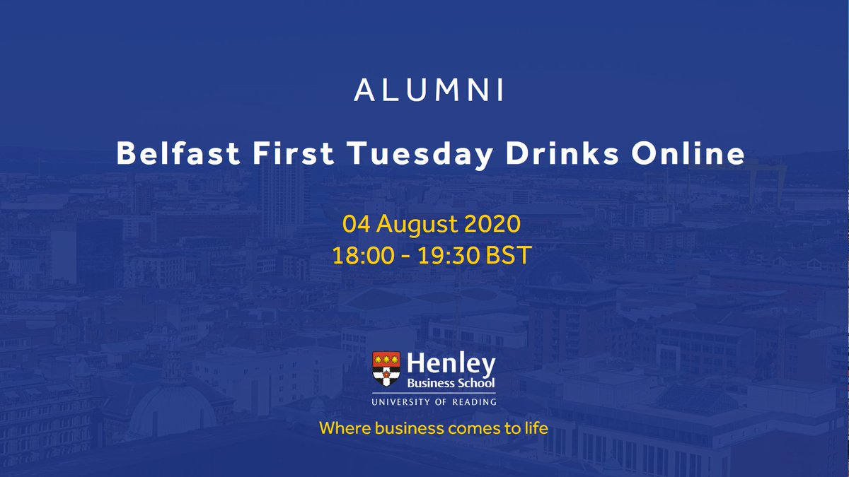 HenleyBSchool's tweet photo. Register now to attend @thehenleyalumni virtual drinks! Open to all alumni, not just those based in Belfast. A great opportunity to expand your Henley Global Network.
Register here: https://t.co/bF8ecDVbdJ #HenleyAlumni #HenleyBusinessSchool #IgniteYourNetwork https://t.co/VNYI0eDpSR