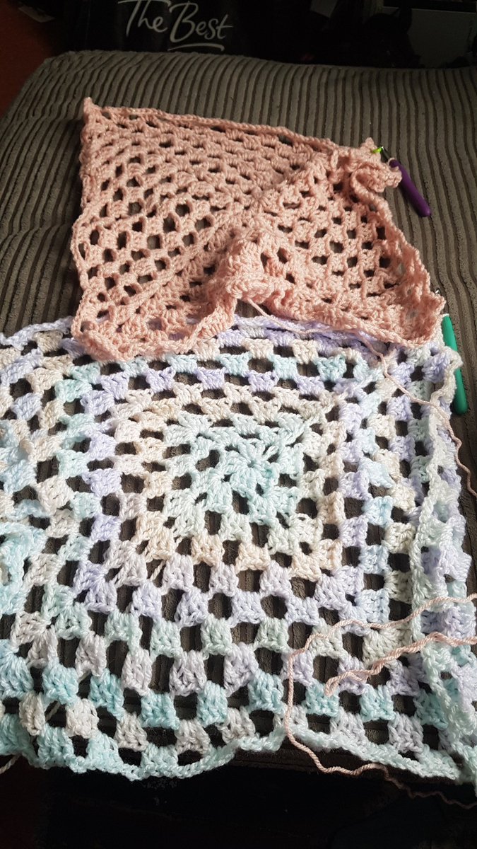 RachelleC2002's tweet photo. Learnt how to crochet a granny square few days ago and this what I've accomplished. Ran out of the pastel wool so started a pink one whilst I get some more 😂 https://t.co/Anhl4niOM9