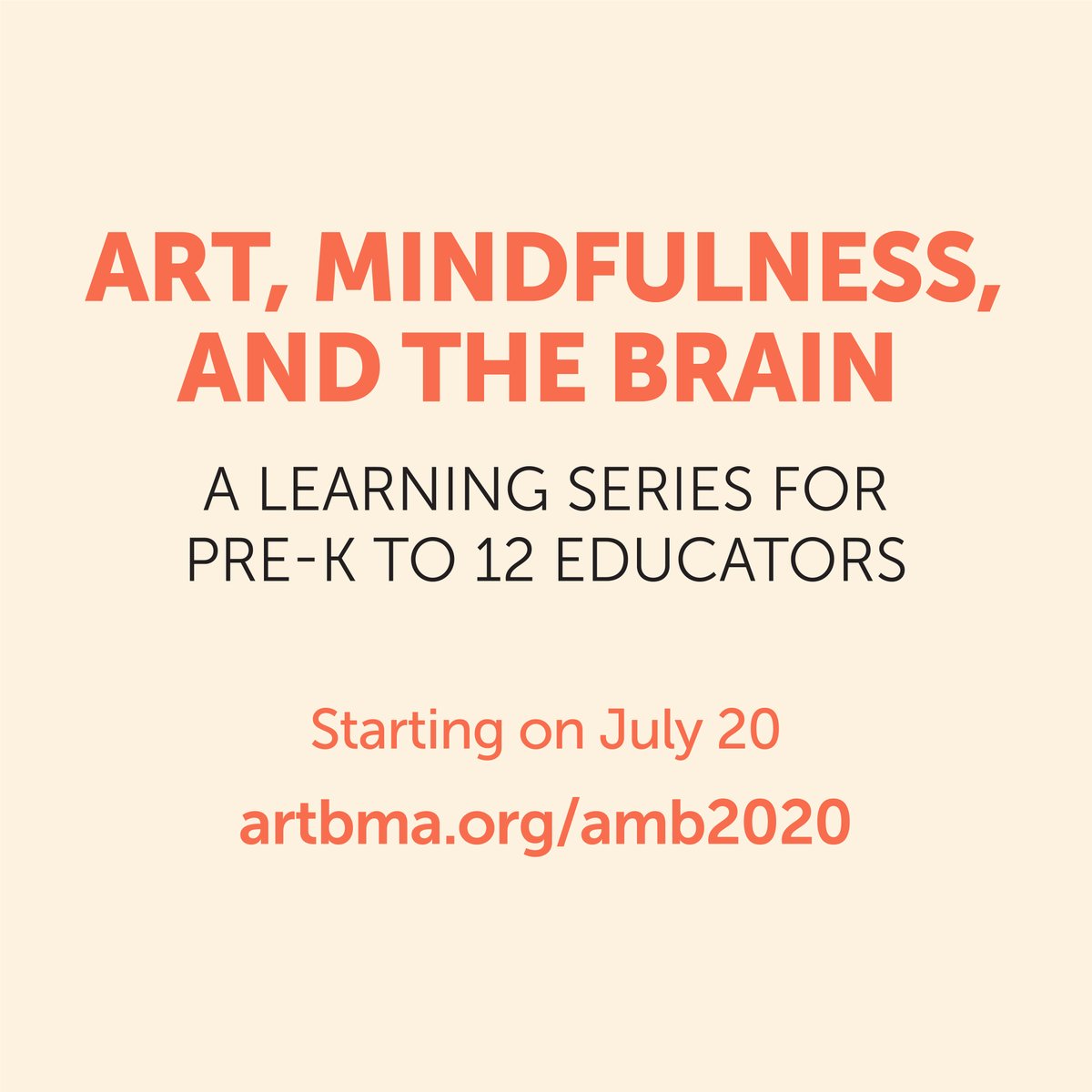 artbma's tweet image. Join the BMA for Art, Mindfulness, and the Brain beginning Monday, July 20. This FREE webinar series connects neuroscience, mindful practices, and art for a unique social-emotional learning experience.⠀

Register today at artbma.org/amb2020
