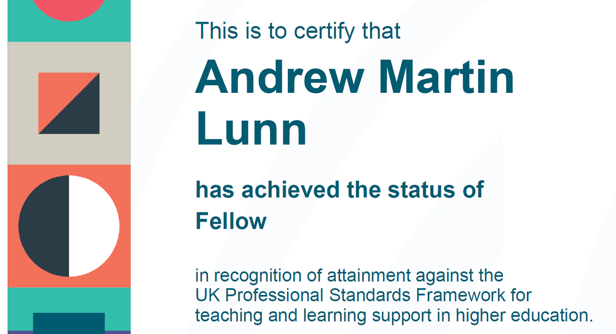 lunn_andrew's tweet photo. Very pleased to announce that @AdvanceHE have accepted my application and made me a fellow of (what was) the higher education acadcemy! 🎉👨‍🏫😁 #edutwitter #pharmacy @AdvanceHE_chat https://t.co/scTTXEAlbD