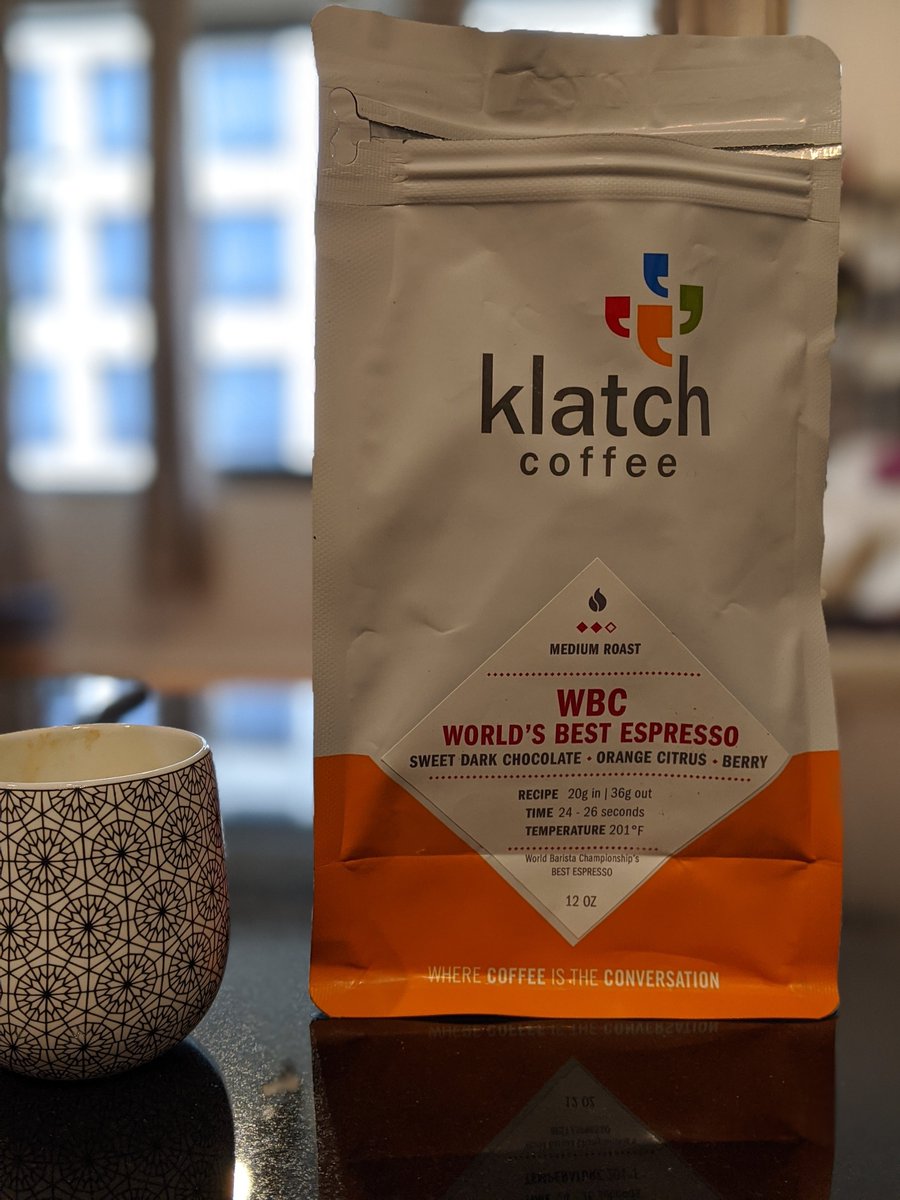 ImRobertJDuncan's tweet photo. World's Best Espresso. I'm usually skeptical of labels like this, but this bean is true to it's name. @KlatchRoasting https://t.co/9oSbswZIzw