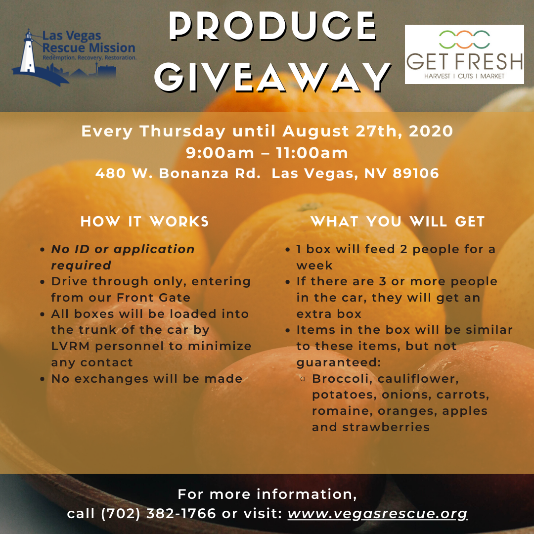 LVRescueMission's tweet photo. || TODAY ||

Don't forget to stop by today and every Thursday, through August, to get your FREE produce! Join us from 9-11am. NO ID OR APPLICATION REQUIRED! #VegasRescue #GetFresh #Giveaway #LVRM https://t.co/Ty9laI66fn
