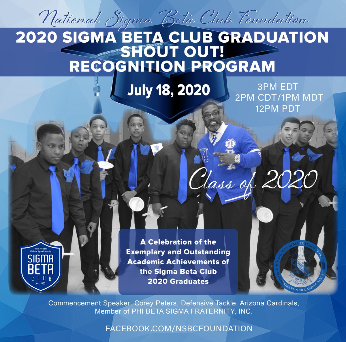 pbs_1914's tweet photo. Join us Saturday to honor our Sigma Beta Club seniors. Over $15K in scholarships will be awarded to these amazing student leaders! Keynote speaker: @CoreyPeters91 of the Arizona Cardinals. Link to attend event: https://t.co/3CFQU1fmkn

#SBCShoutOut2020
#SBC1950 
#MentoringWorks https://t.co/2PxSeSWpTD