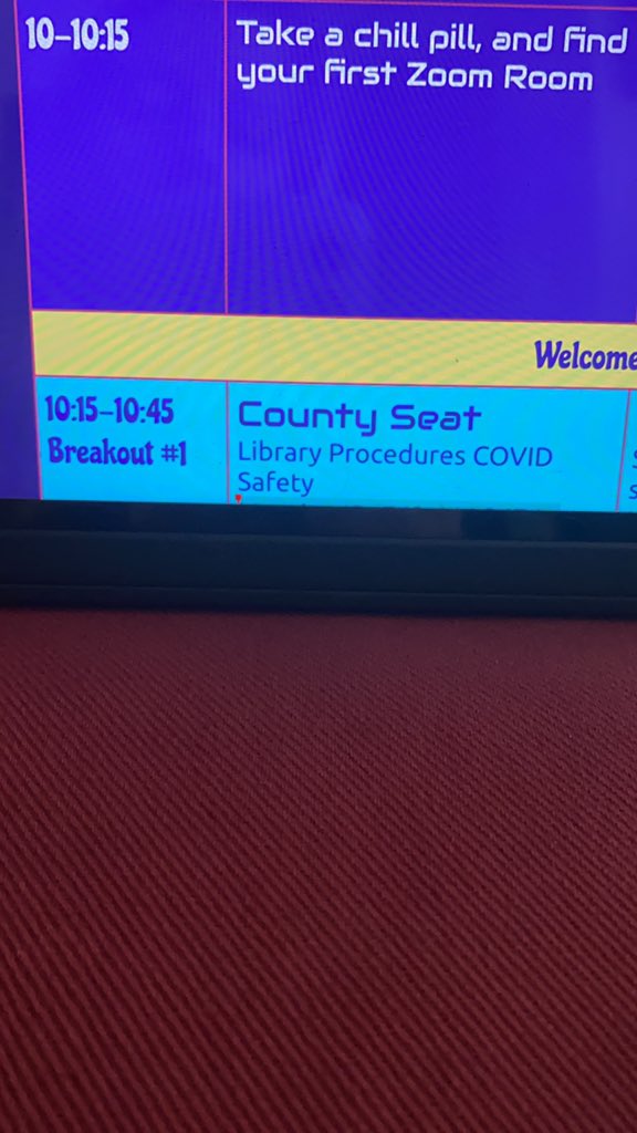 rachel_kammerer's tweet image. Library procedures Covid Safety session—there are no absolute answers—yet! Librarians WILL find a way! #ctxlibcamp #readingisessential  #80stheme
