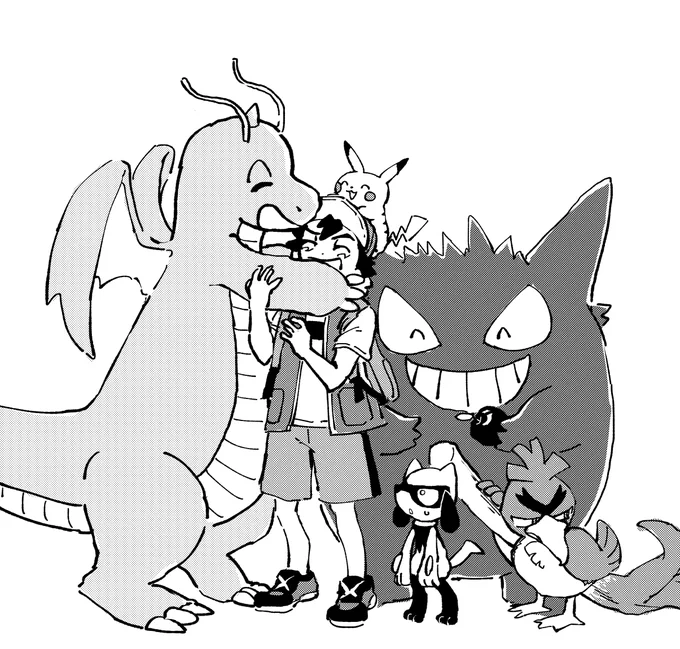 アニポケのサトシの手持ちが私的に最高すぎるので描いた 
