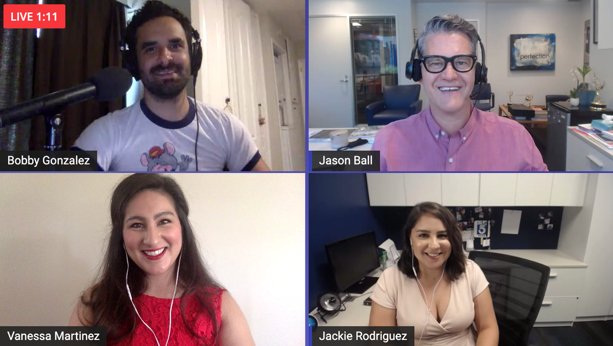KTLApodcasts's tweet photo. It's a #podcast crossover on a new episode of The News Director's Office! @jasonrball &amp; Bobby are joined by @VanessaCAyala &amp; @JackieRodrigo from the "Friends with Friends" podcast to chat about why @FriendsTV stll endures after all these years! Listen now! https://t.co/IBV81z8xo4 https://t.co/dY68TL00YY