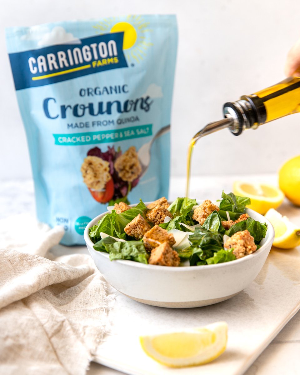 CarringtonFarms's tweet photo. While you’re munching on your favorite greens 🥗, don’t forget to top with our Organic, Gluten-Free Crounons! They’re made with crispy puffed quinoa and seasoned to perfection, making the best salad topper or afternoon snack. #CookWithCarrington https://t.co/Yqhe2taEvL